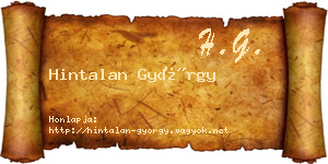 Hintalan György névjegykártya